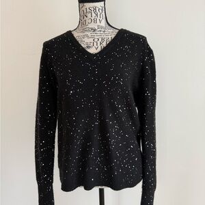 Karl Lagerfeld Black Sweater with White Accents